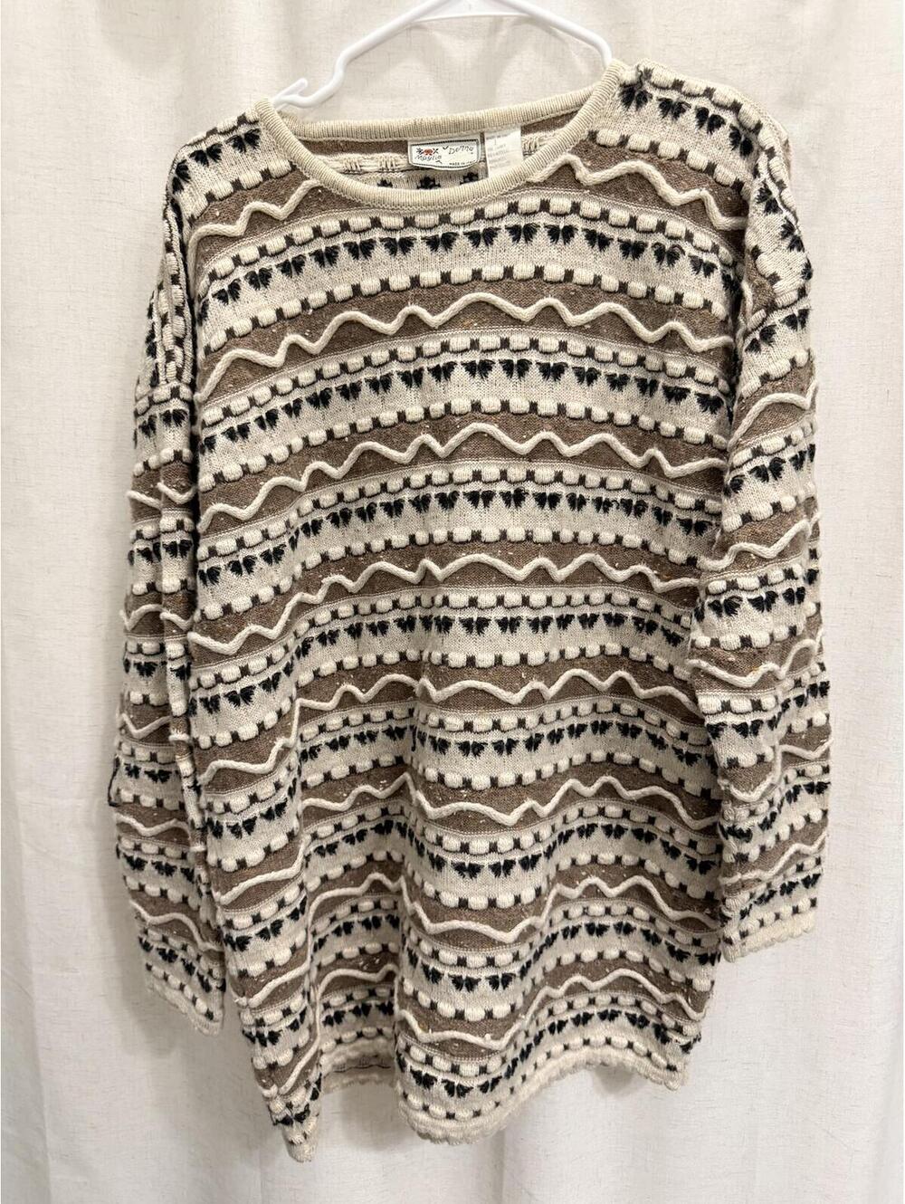 Maglia Donna Size Large Made in Italy Textured Knit Sweater Cream